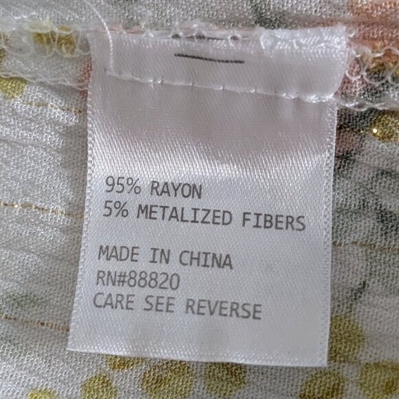 Cupcakes and Cashmere Blouse Women's Small Floral Peasant Smock Metallic Fringe - Picture 12 of 15